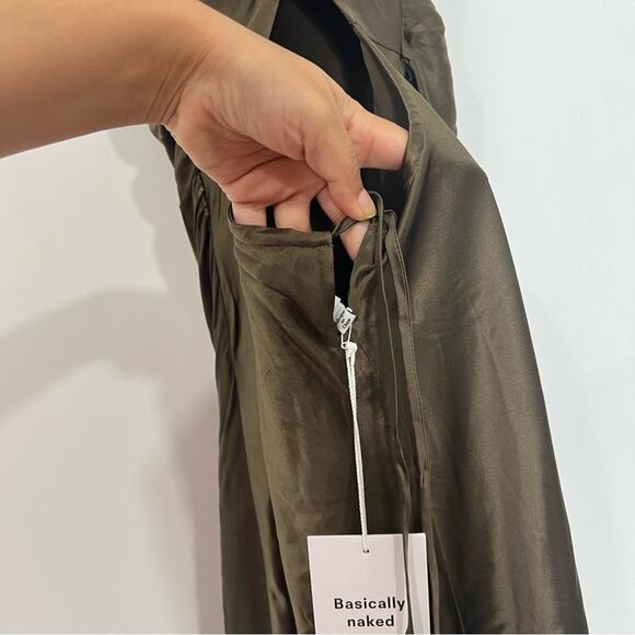 Reformation Morel Brown Anaiis Silk Dress High Neck Open Back Maxi Dress Size 2 - Picture 6 of 11